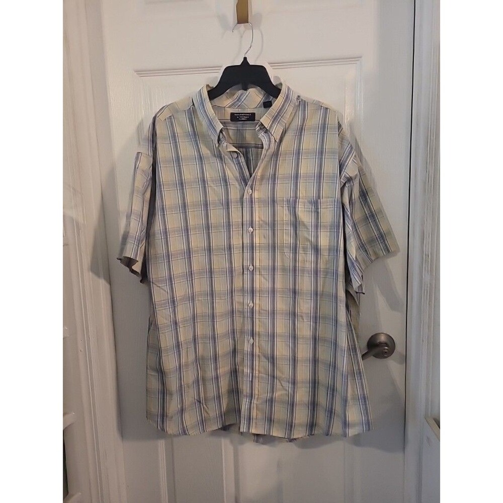 Roundtree & Yorke Plaid Classics Sportshirt Short Sleeve Button Down Pocket 3X